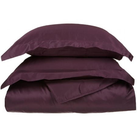 Egyptian Cotton 650 Thread Count Solid Duvet Cover Set  King/California King-Plum